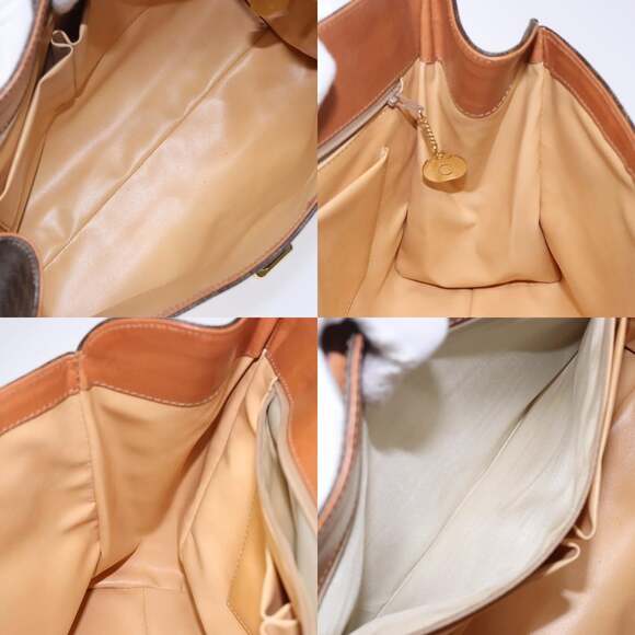 CELINE Macadam Canvas Hand Bag Pvc Leather Brown Gold - Picture 12 of 13